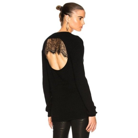 NWT L'AGENCE Antonio Lace Open Back Wool Sweater IVORY XSmall - Picture 1 of 13